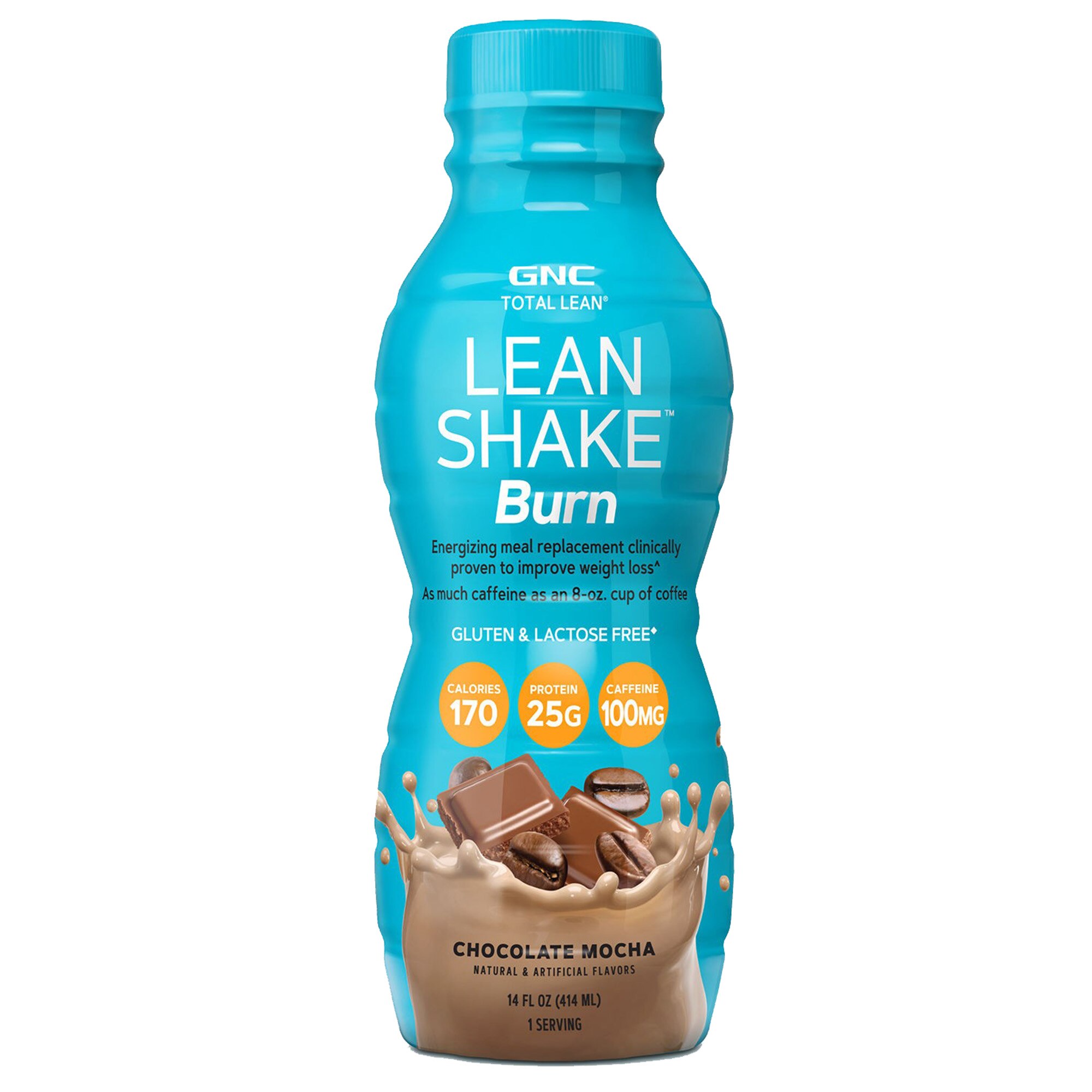 GNC Total Lean® Lean Shake™ Burn, Shake Proteic RTD cu Aroma de Ciocolata si Cafea, 414 ml