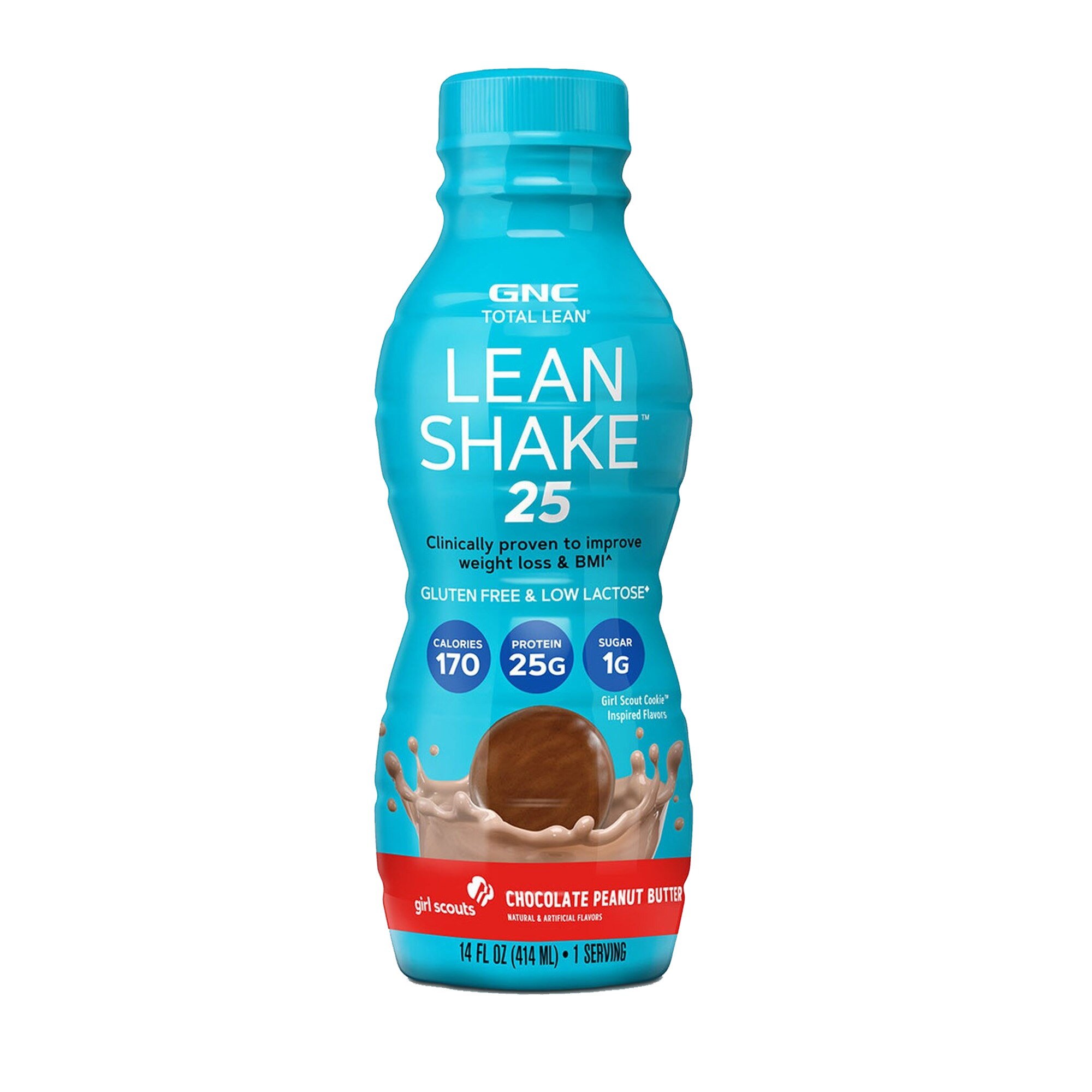GNC Total Lean® Lean Shake™ 25 Girl Scouts® Shake Proteic RTD cu Aroma de Ciocolata si Unt de Arahide, 414 ml