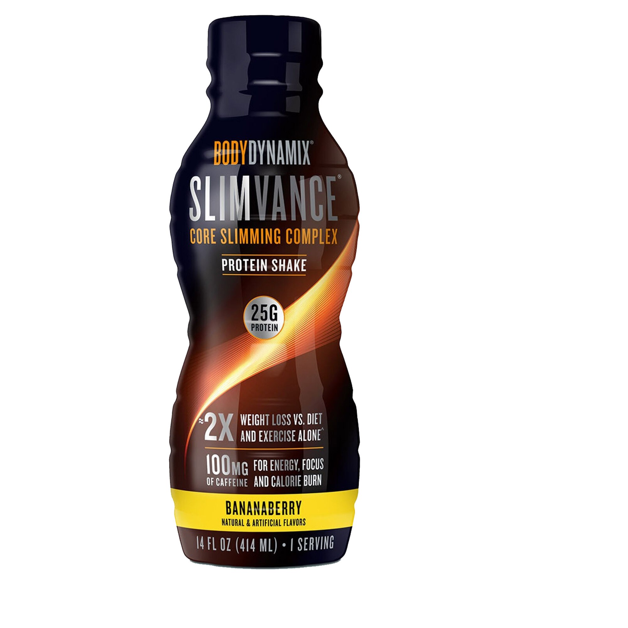 GNC BodyDynamix® Slimvance® Core Sliming Complex Shake Proteic RTD cu Aroma de Banane si Fructe de Padure, 414 ml