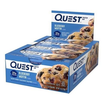 Baton Proteic Quest®, aroma de briose cu afine, 12 batoane x 60g Baton Proteic Quest®, aroma de briose cu afine, 12 batoane x 60g