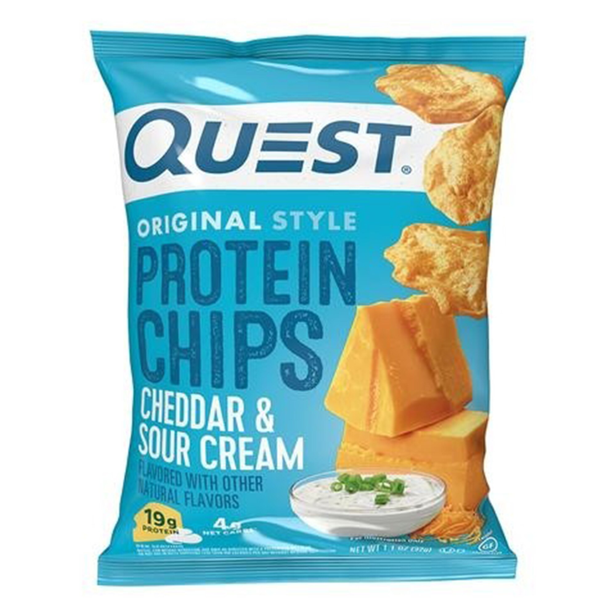 Quest Nutrition Protein Chips, Chipsuri Proteice, cu Aroma de Branza Cheddar si Smantana, 32 g