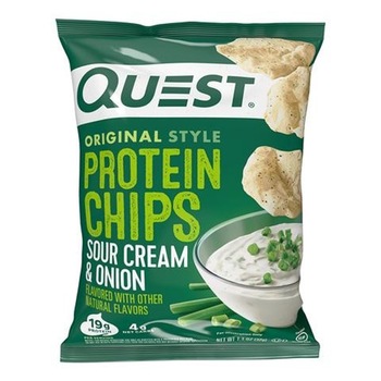 Quest Nutrition Protein Chips, Chipsuri Proteice, cu Aroma de Smantana si Ceapa, 32 g Quest Nutrition Protein Chips, Chipsuri Proteice, cu Aroma de Smantana si Ceapa, 32 g