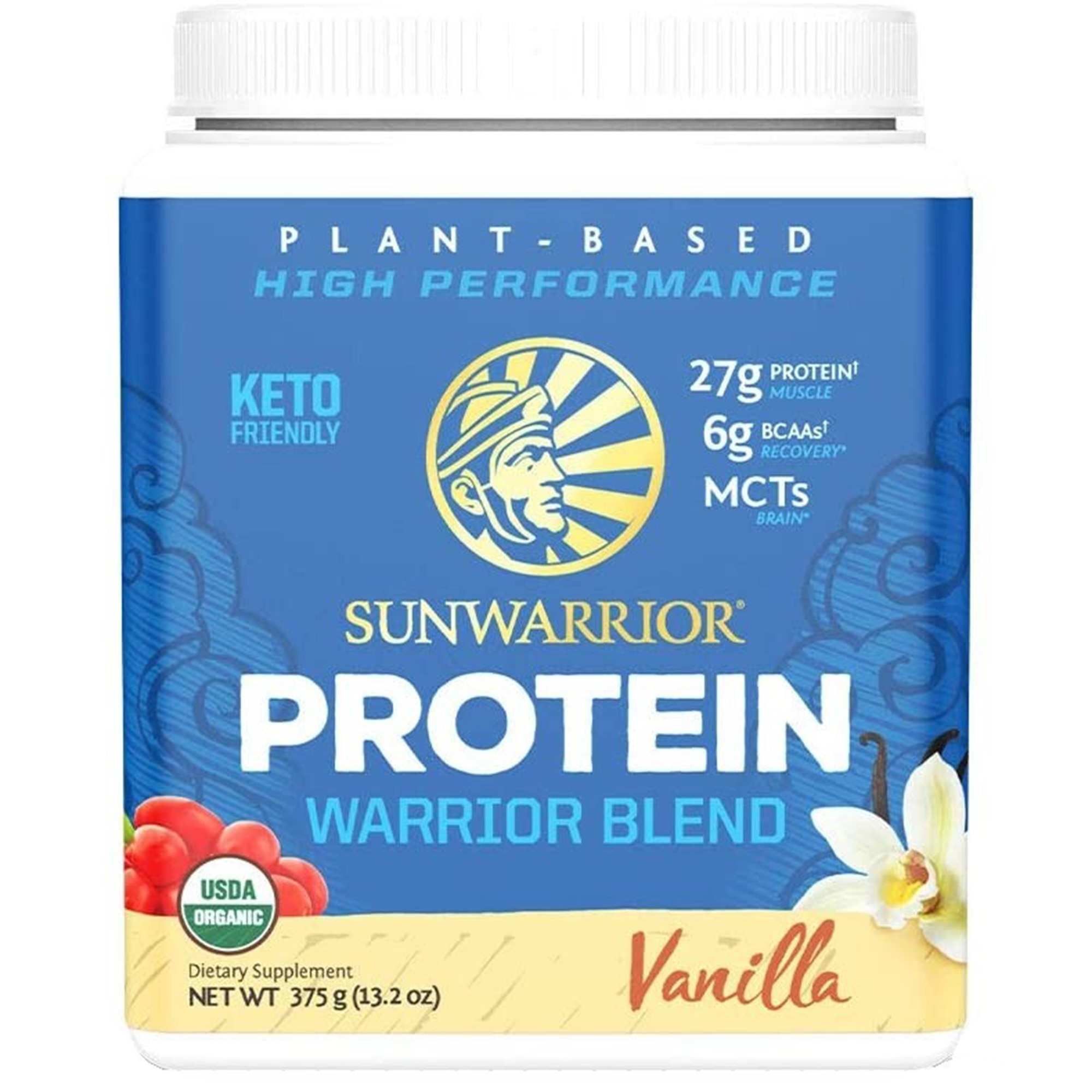 Sunwarrior® Plant-Based Organic Protein, Proteina Organica Vegana, cu Aroma de Vanilie, 375 g