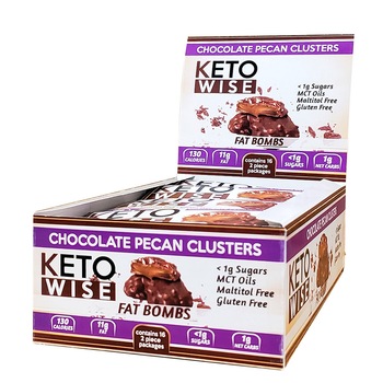 Prajitura Keto Wise Fat Bombs, aroma de nuci pecane invelite in ciocolata, 16 prajituri x 32 g Prajitura Keto Wise Fat Bombs, aroma de nuci pecane invelite in ciocolata, 16 prajituri x 32 g