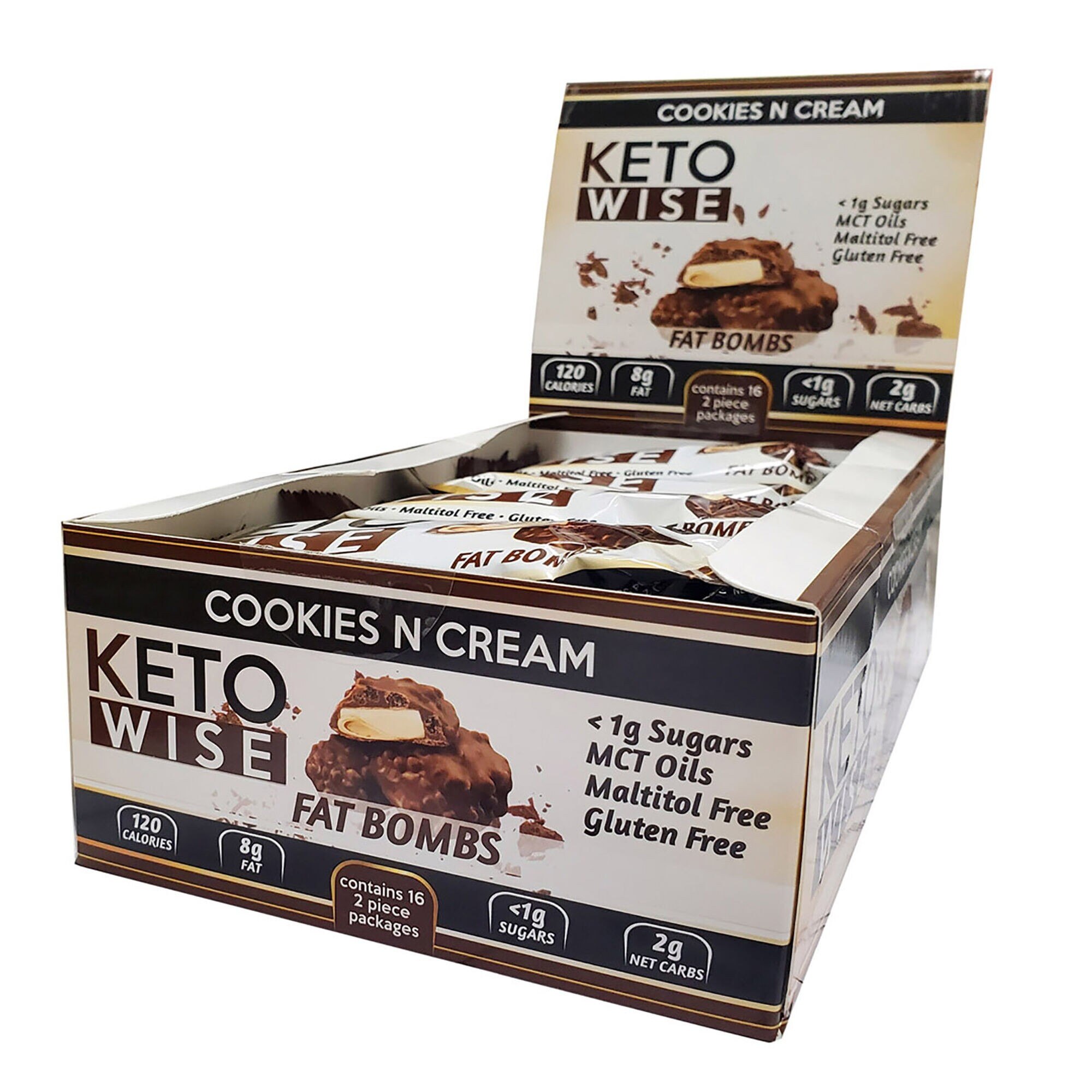 Prajitura Keto Wise™ Fat Bombs, aroma de biscuiti si frisca, 16 prajituri x 34g
