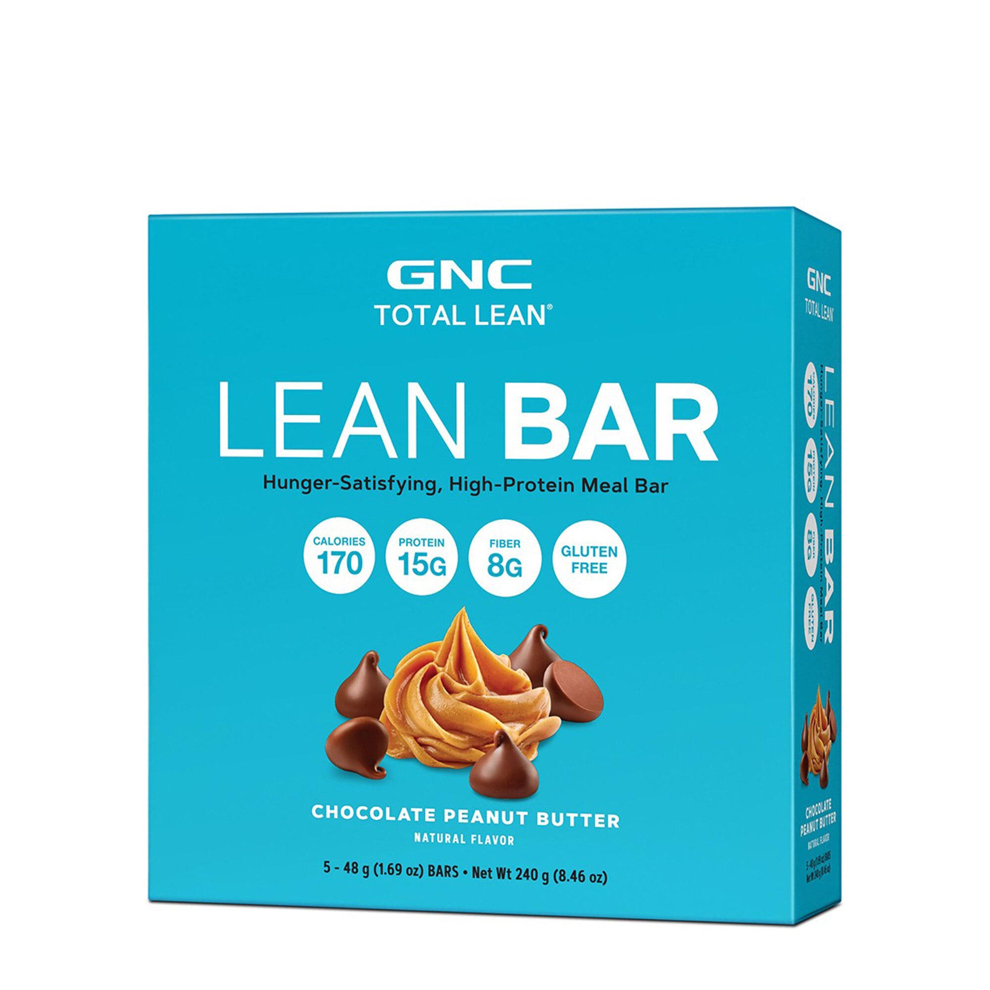 Baton Proteic GNC Total Lean® Lean Bar, aroma de ciocolata si unt de arahide, 5 batoane x 48 g