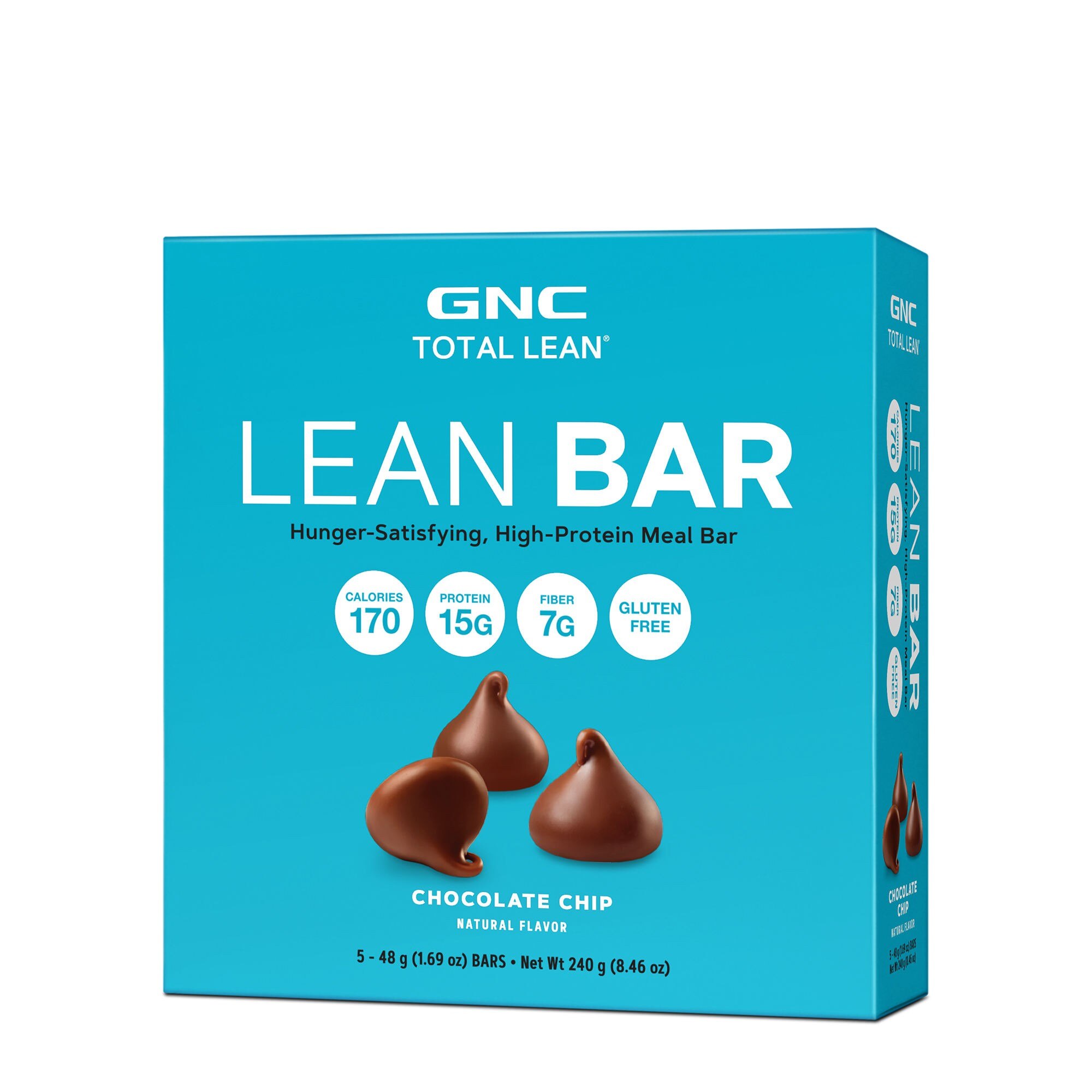 Baton Proteic GNC Total Lean® Lean Bar, aroma de fulgi de ciocolata, 5 batoane x 48 g