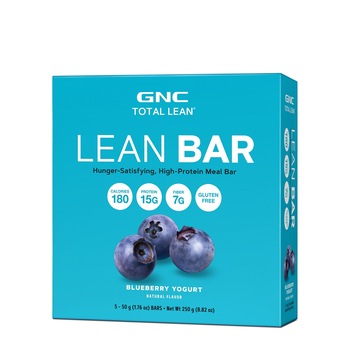Baton Proteic GNC Total Lean® Lean Bar, aroma de Iaurt si afine, 5 batoane x 50g Baton Proteic GNC Total Lean® Lean Bar, aroma de Iaurt si afine, 5 batoane x 50g