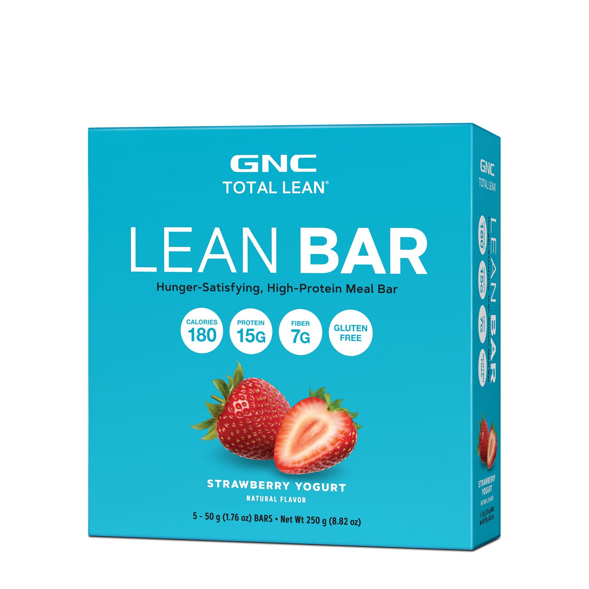 Baton Proteic GNC Total Lean® Lean Bar, aroma de capsuni si iaurt, 5 batoane x 50g