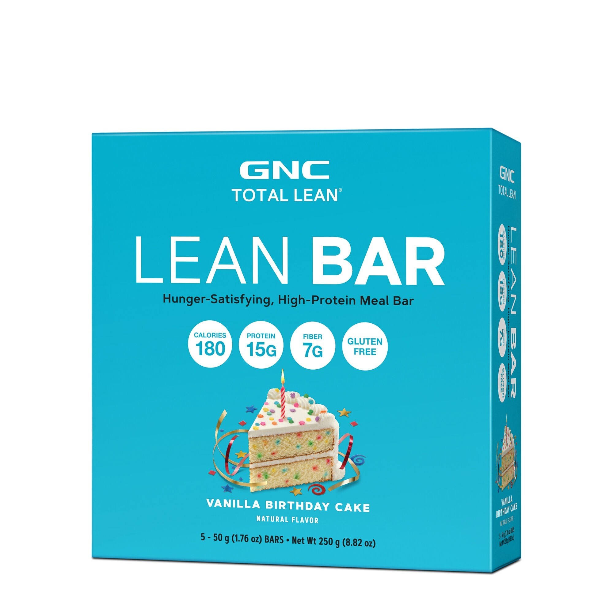Baton Proteic GNC Total Lean® Lean Bar, aroma de tort de vanilie, 5 batoane x 50g