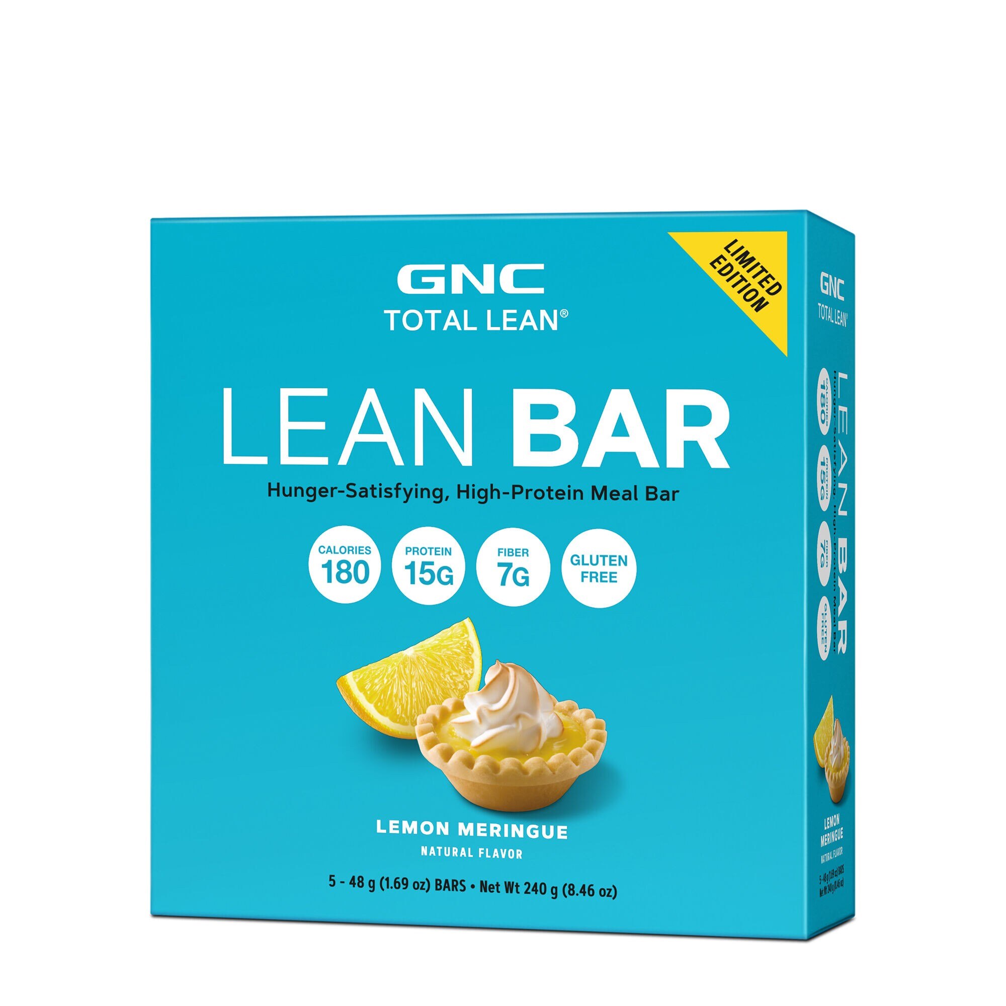 Baton Proteic GNC Total Lean® Lean Bar, aroma de tarta de lamaie, 5 batoane x 48g
