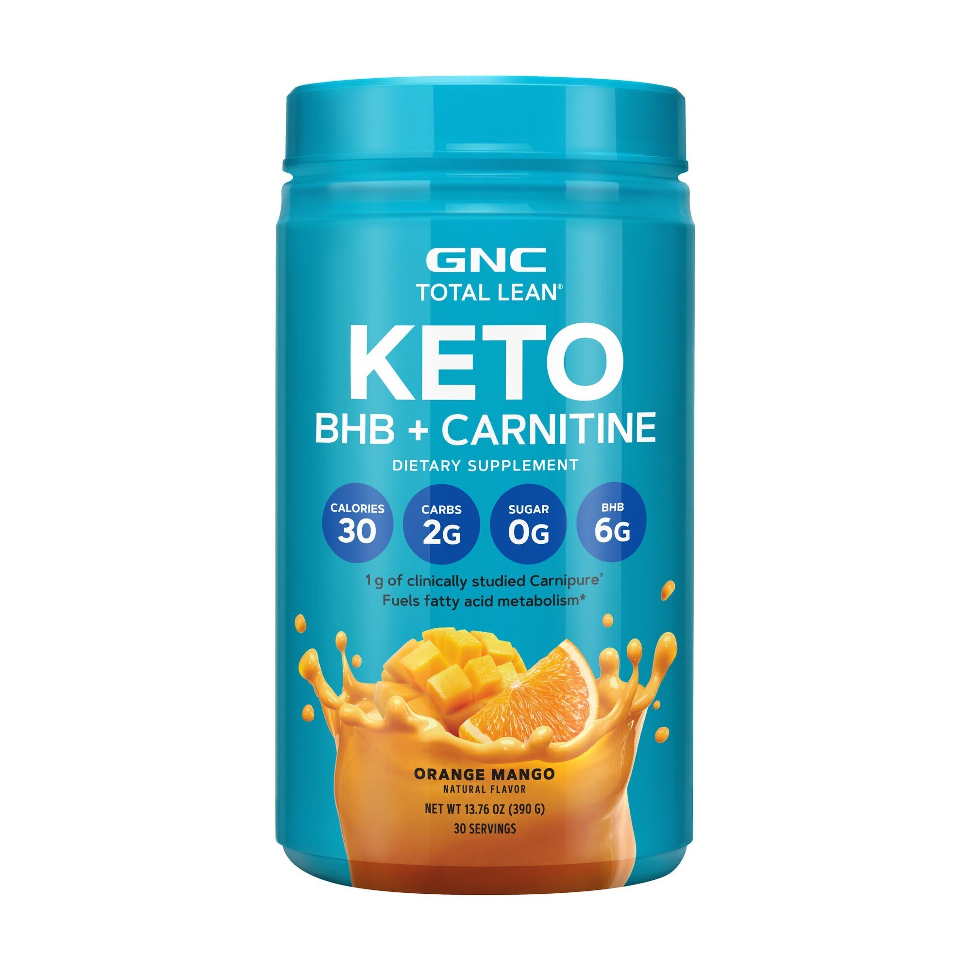 GNC Total Lean® KETO BHB + Carnitine, BHB si Carnitina, cu Aroma de Portocale si Mango, 390 g