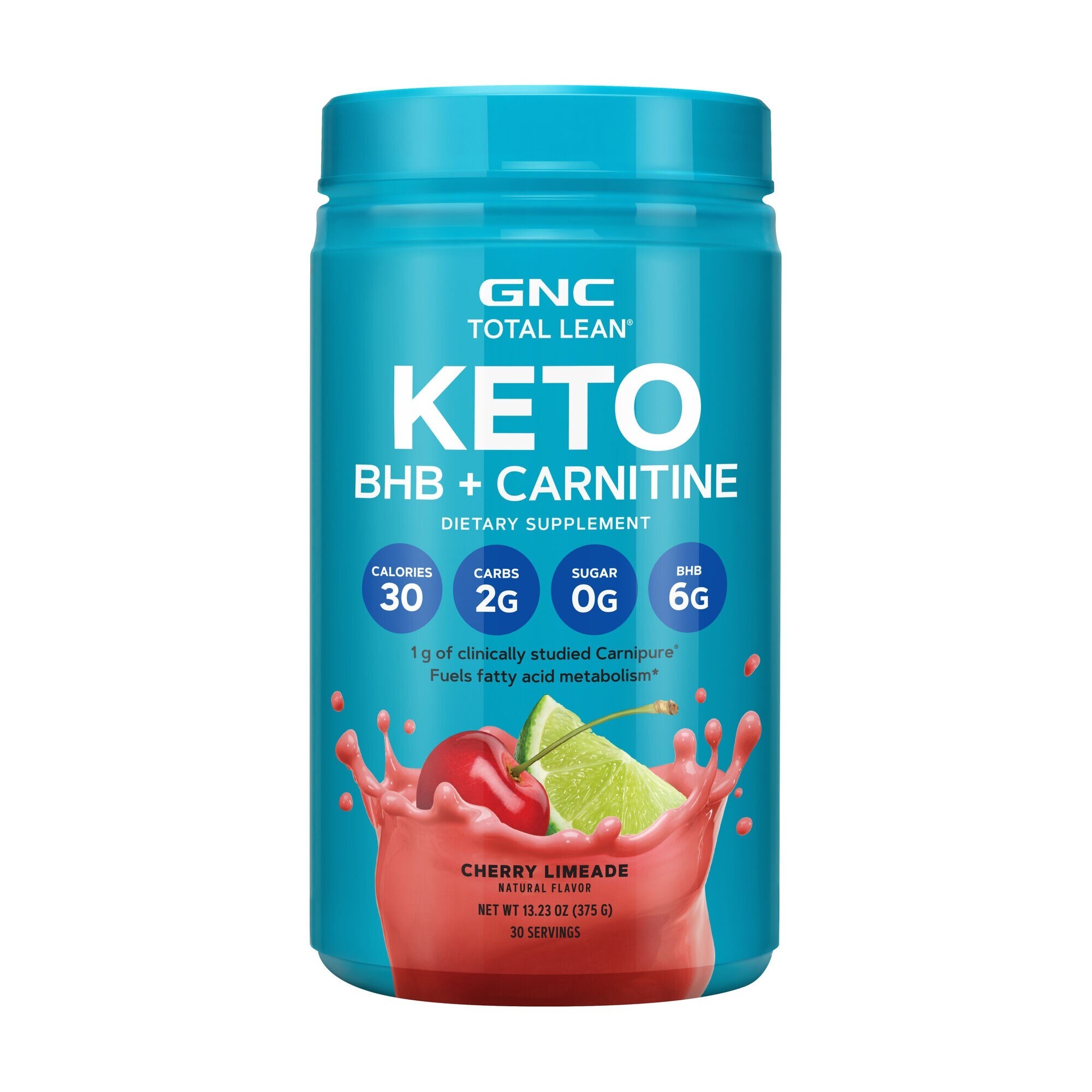 GNC Total Lean® KETO BHB + Carnitine, BHB si Carnitina, cu Aroma de Limonada de Cirese, 375 g