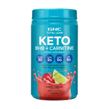 GNC Total Lean® KETO BHB + Carnitine, BHB si Carnitina, cu Aroma de Limonada de Cirese, 375 g GNC Total Lean® KETO BHB + Carnitine, BHB si Carnitina, cu Aroma de Limonada de Cirese, 375 g