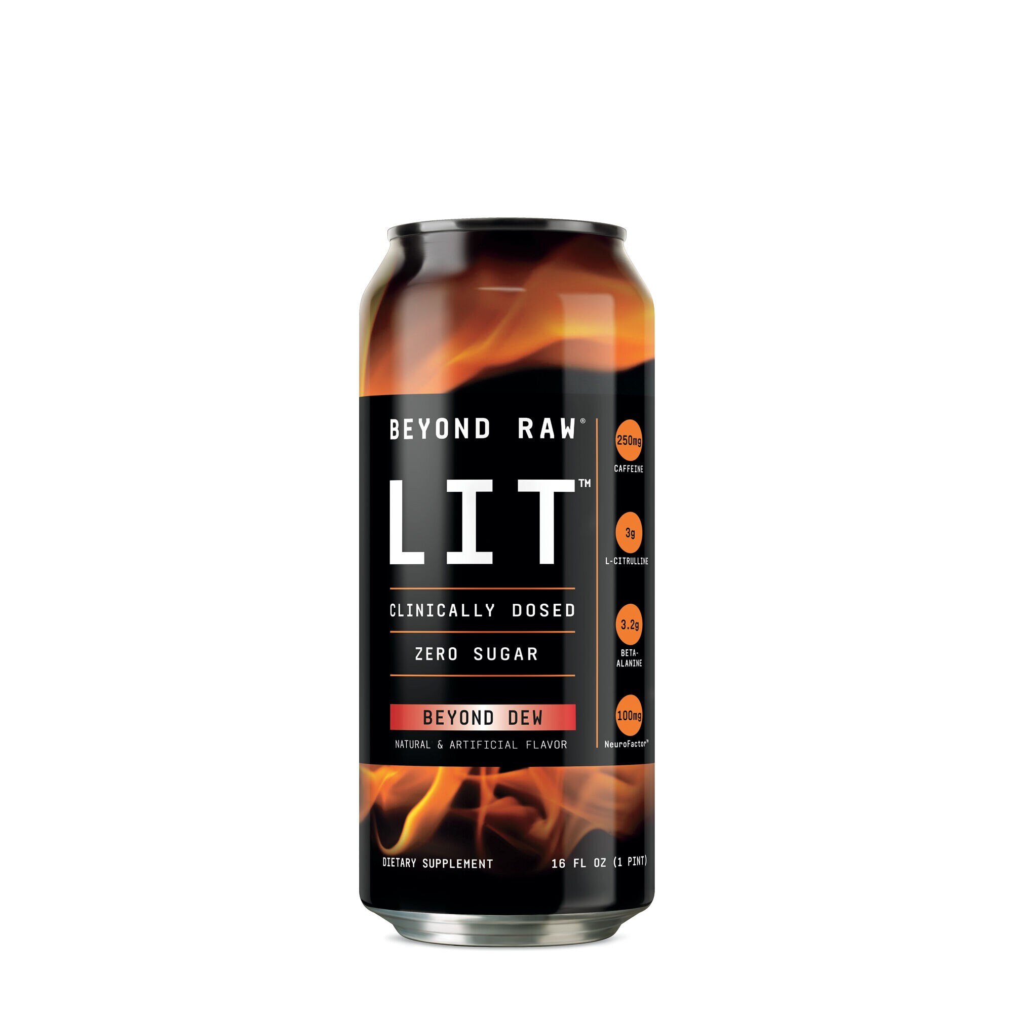 GNC Beyond Raw® LIT™ On The Go Beyond Dew, Bautura Pre-Workout RTD, 473ml