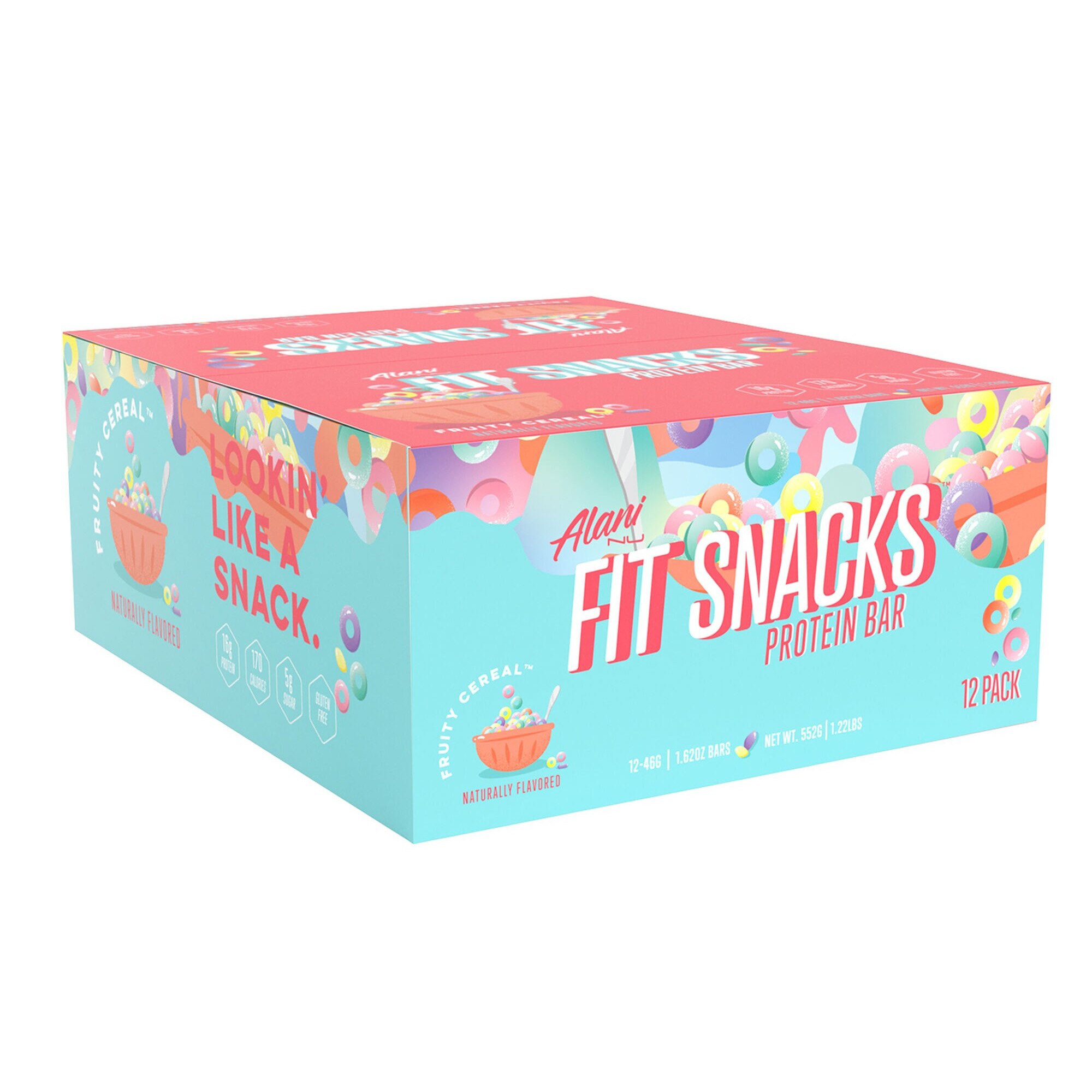 Baton Proteic Alani Nu Fit Snacks, aroma de cereale cu gust de fructe, 12 batoane x 46 G