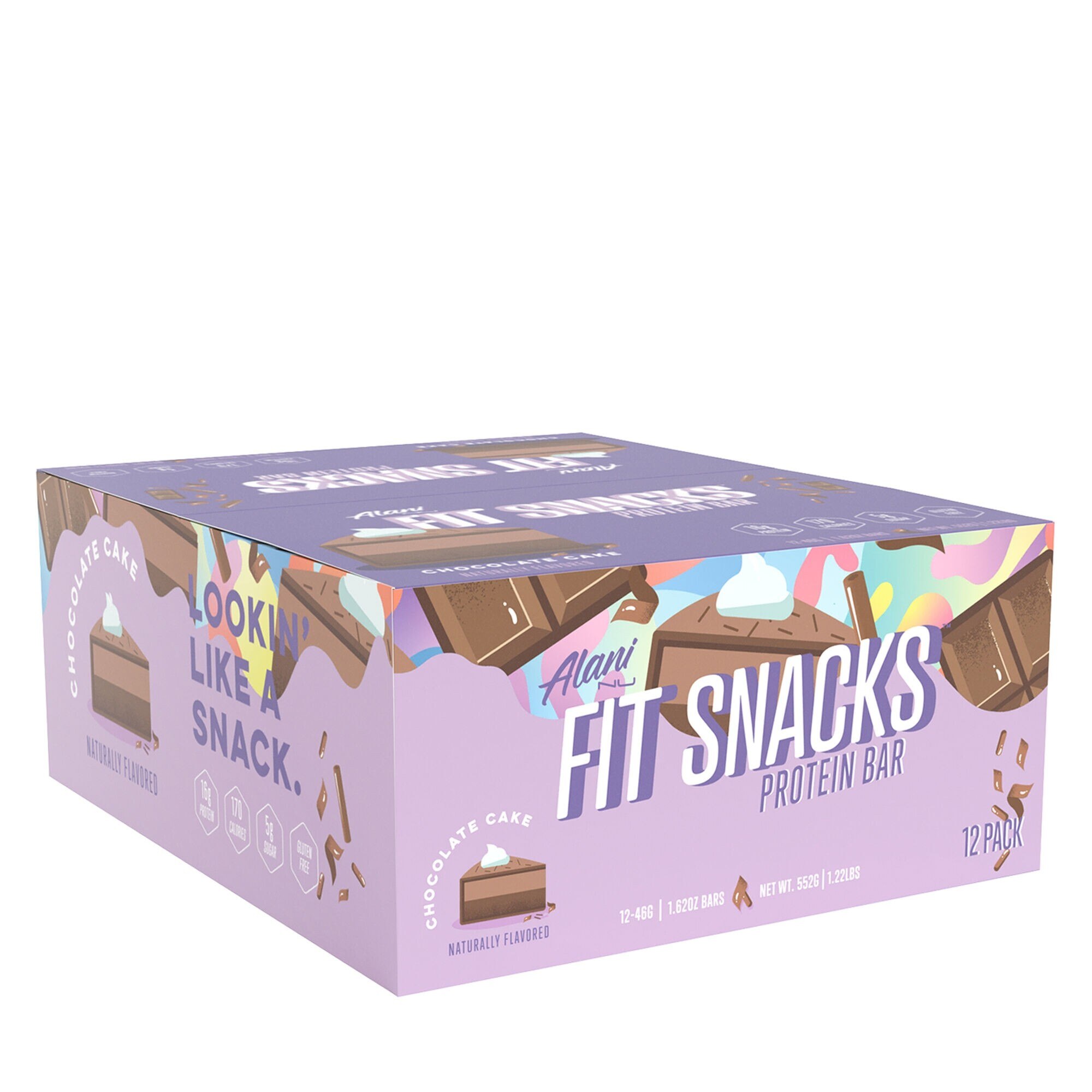 Baton Proteic Alani Nu Fit Snacks, aroma de prajitura cu ciocolata, 12 batoane x 46 G