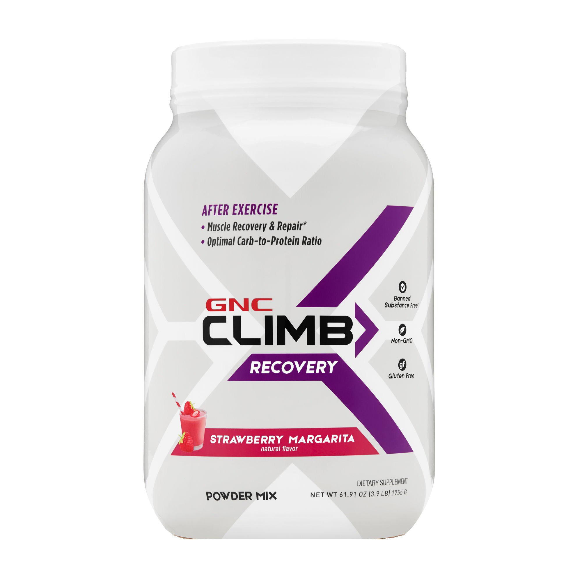 GNC Climb Recovery, Pudra pentru Recuperare, cu Aroma de Margarita cu Capsuni, 1755 g