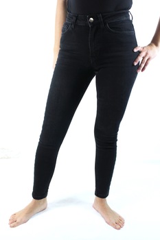 Blugi skinny, Galata Fabrica, Talie inalta, Pe picior, Bumbac/Poliester, Negru, Negru Blugi skinny, Galata Fabrica, Talie inalta, Pe picior, Bumbac/Poliester, Negru, Negru