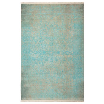 Covor Persan Mecanic EuCarpet 100636B1 Dimensiune 150c225 cm Design Vintage Turcoaz Covor Persan Mecanic EuCarpet 100636B1 Dimensiune 150c225 cm Design Vintage Turcoaz