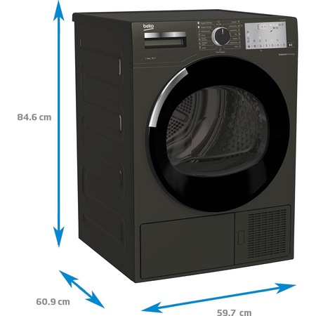 Uscator de rufe Beko DS8440SXM, Pompa de caldura EcoGentle, 8 kg, 16 programe, Clasa A++, Hygienic Reresh, Hygienic Drying, Gri