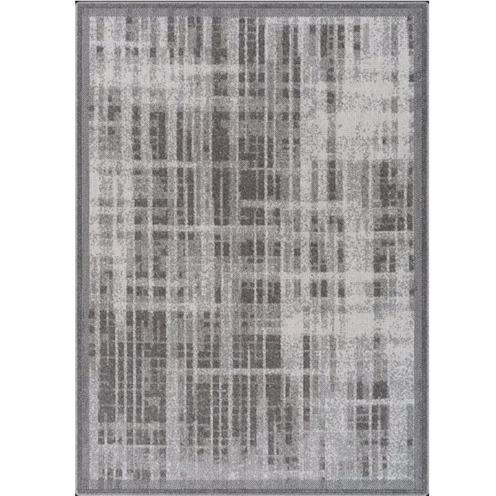 Covor din lana, 220 cm lungime x 160 cm latime, model dungi, maro/gri