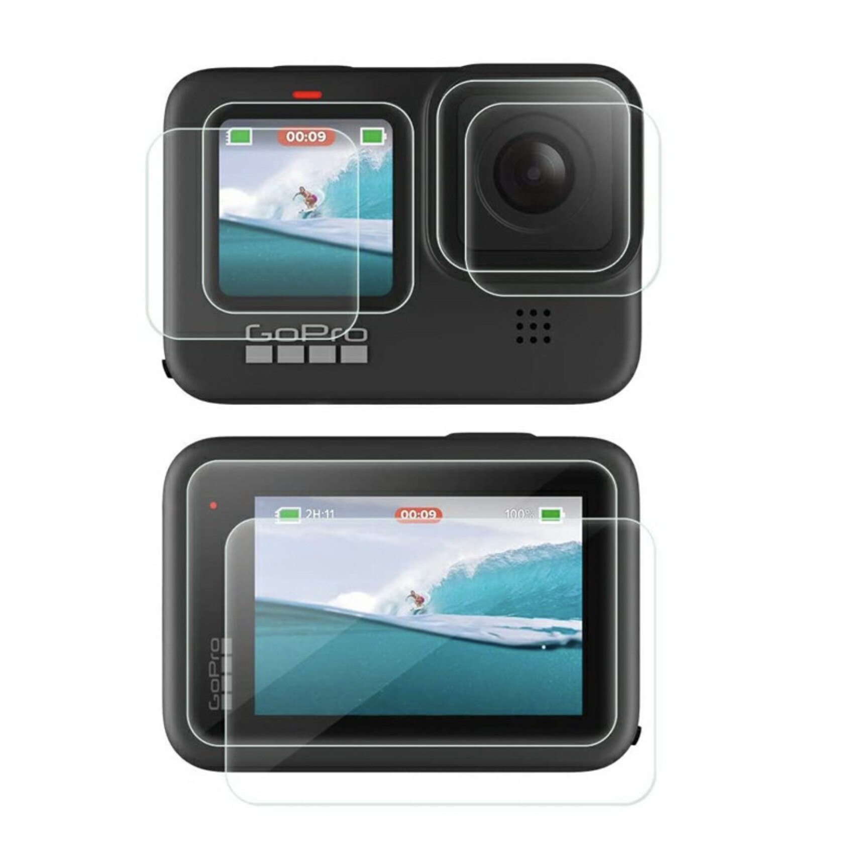 Folie protectie compatibile cu GoPro Hero 9, pentru obiectiv si Display, transparente 9H, BBL2185
