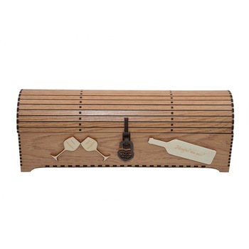 Cutie din lemn personalizata, pentru o sticla vin, cufar Handmade Piksel, culoare stejar Cutie din lemn personalizata, pentru o sticla vin, cufar Handmade Piksel, culoare stejar