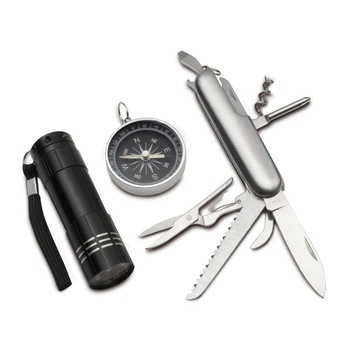 Set de drumetii cu Briceag Lanterna si Busola Set de drumetii cu Briceag Lanterna si Busola