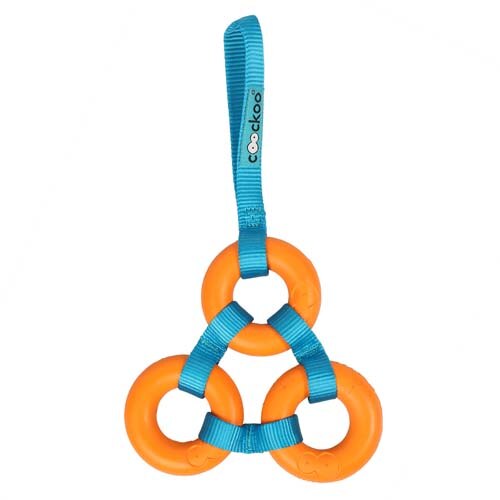 Jucarie pentru caini Ebi, Coocko, Cercuri, Cauciuc, Portocaliu/Albastu