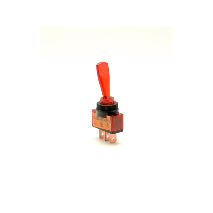 Превключвател ON/OFF ElecTech, 15A, 12V, размер 26 x 12 мм, червен цвят