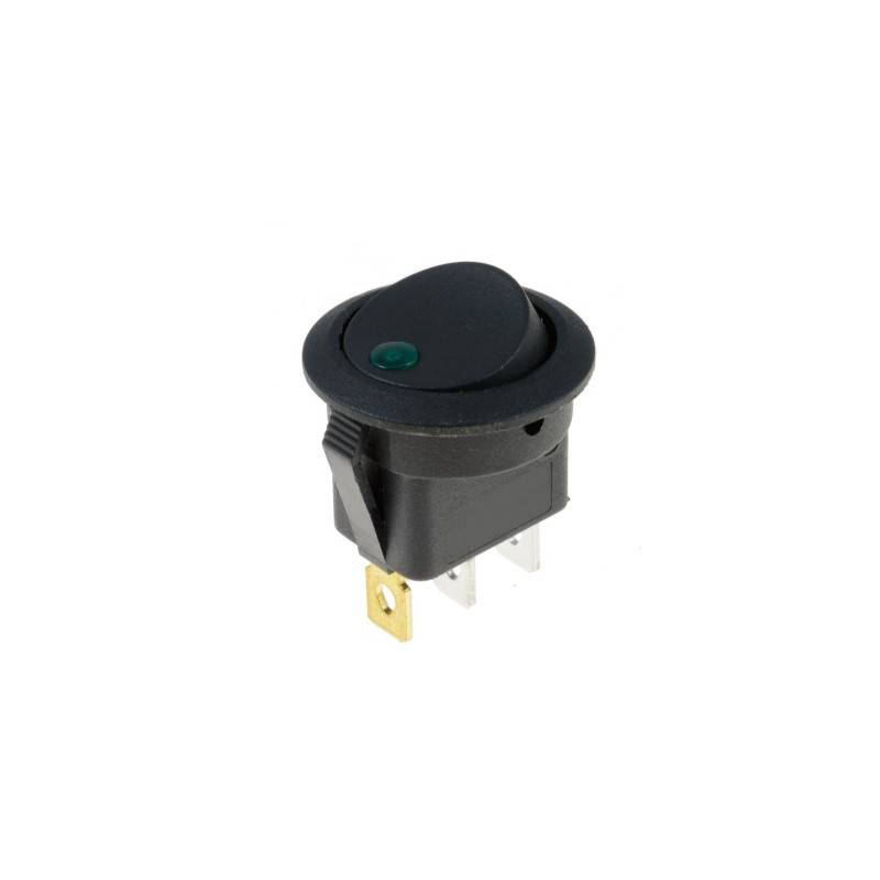 Intrerupator Tip Buton ON-OFF elSales ELS-12001V, Lumina Verde LED, 12 V, 3 Papuci de Contact, Design Ergonomic, Negru