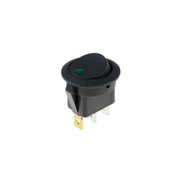 Intrerupator Tip Buton ON-OFF elSales ELS-12001V, Lumina Verde LED, 12 V, 3 Papuci de Contact, Design Ergonomic, Negru Intrerupator Tip Buton ON-OFF elSales ELS-12001V, Lumina Verde LED, 12 V, 3 Papuci de Contact, Design Ergonomic, Negru