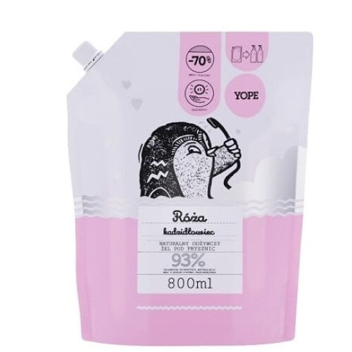 Rezerva gel de dus, Yope, Extract de trandafir si tamaie, Efect calmant si hidratant, 800 ml