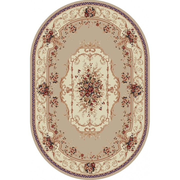 Delta Carpet Lotos 507-100 Klasszikus szőnyeg, Ovális, 150 x 230 cm, 1800 g/m2 , Bézs/Krém