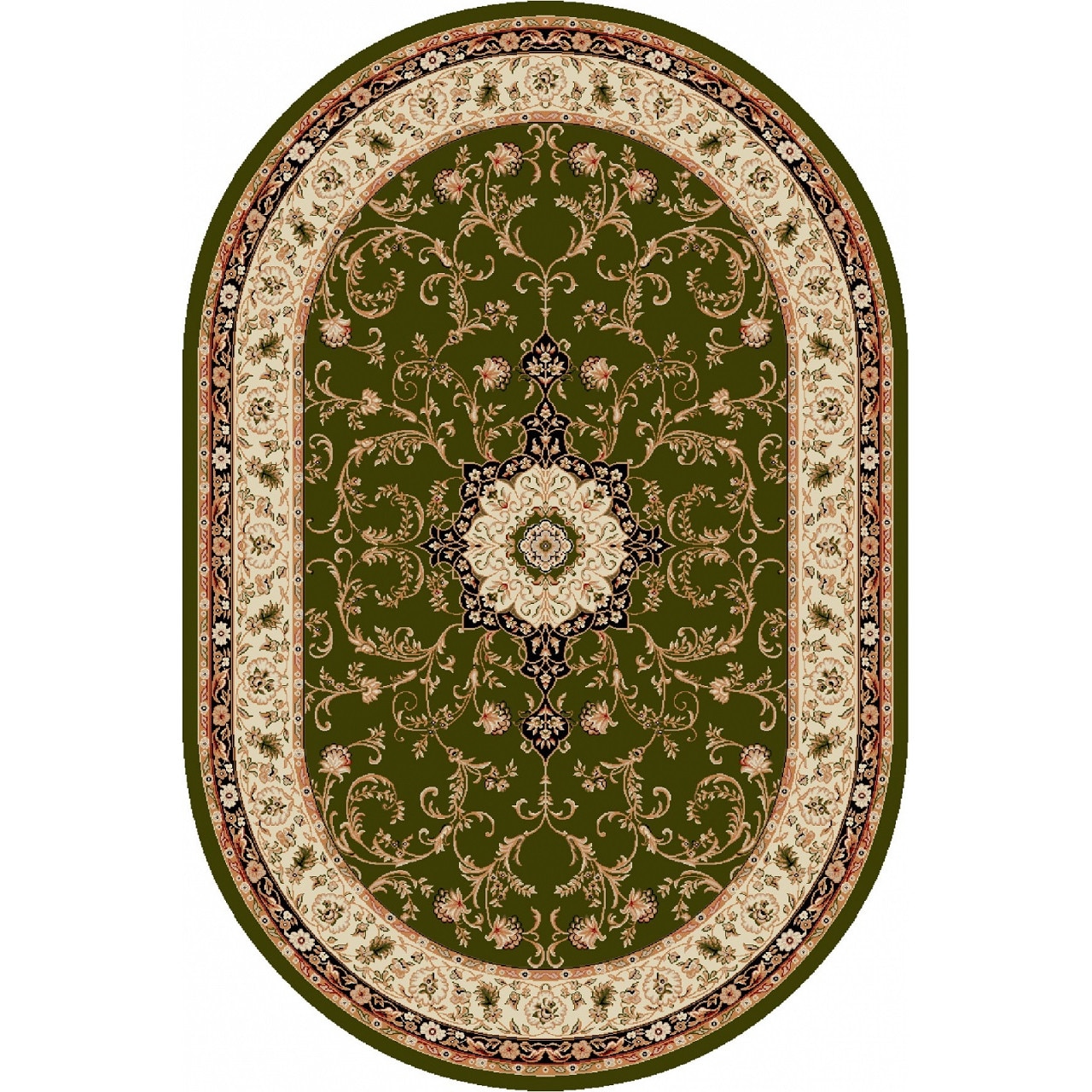 Covor Modern, Lotos 523, Verde, Oval, 150x230 cm, 1800 gr/mp