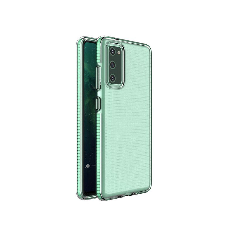 Husa Antishock Upzz Spring Compatibila Cu Samsung Galaxy S20 Fe, Transparenta Cu Margine Verde