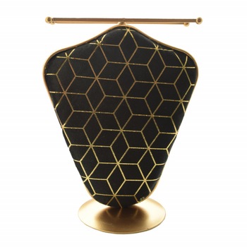 Organizator metalic Pufo Golden Velvet pentru coliere si bijuterii, negru cu auriu Organizator metalic Pufo Golden Velvet pentru coliere si bijuterii, negru cu auriu