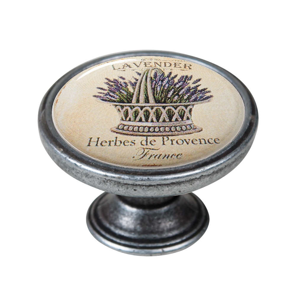 Buton pentru mobila, Lavender1 550PT46, finisaj argint invechit, D37 mm