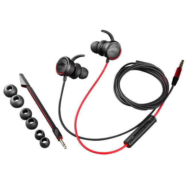 Casti pentru Gaming cu Microfon MSI Immerse GH10, jack 3.5mm, Negru-Rosu