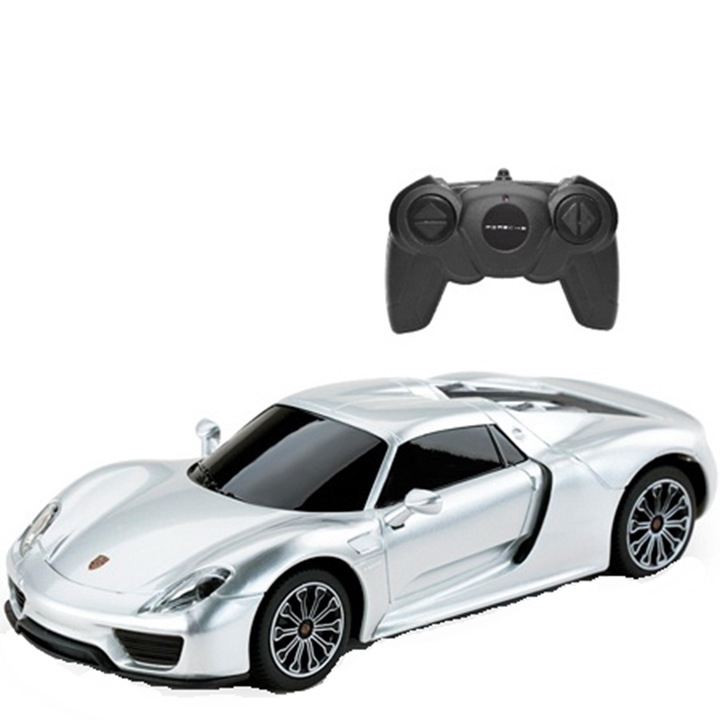 Количка Rastar RC - Porsche 918 Spyder, Сребрист, 1:24