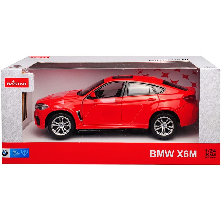 Masinuta diecast Rastar - Bmw X6M, rosu, 1:24
