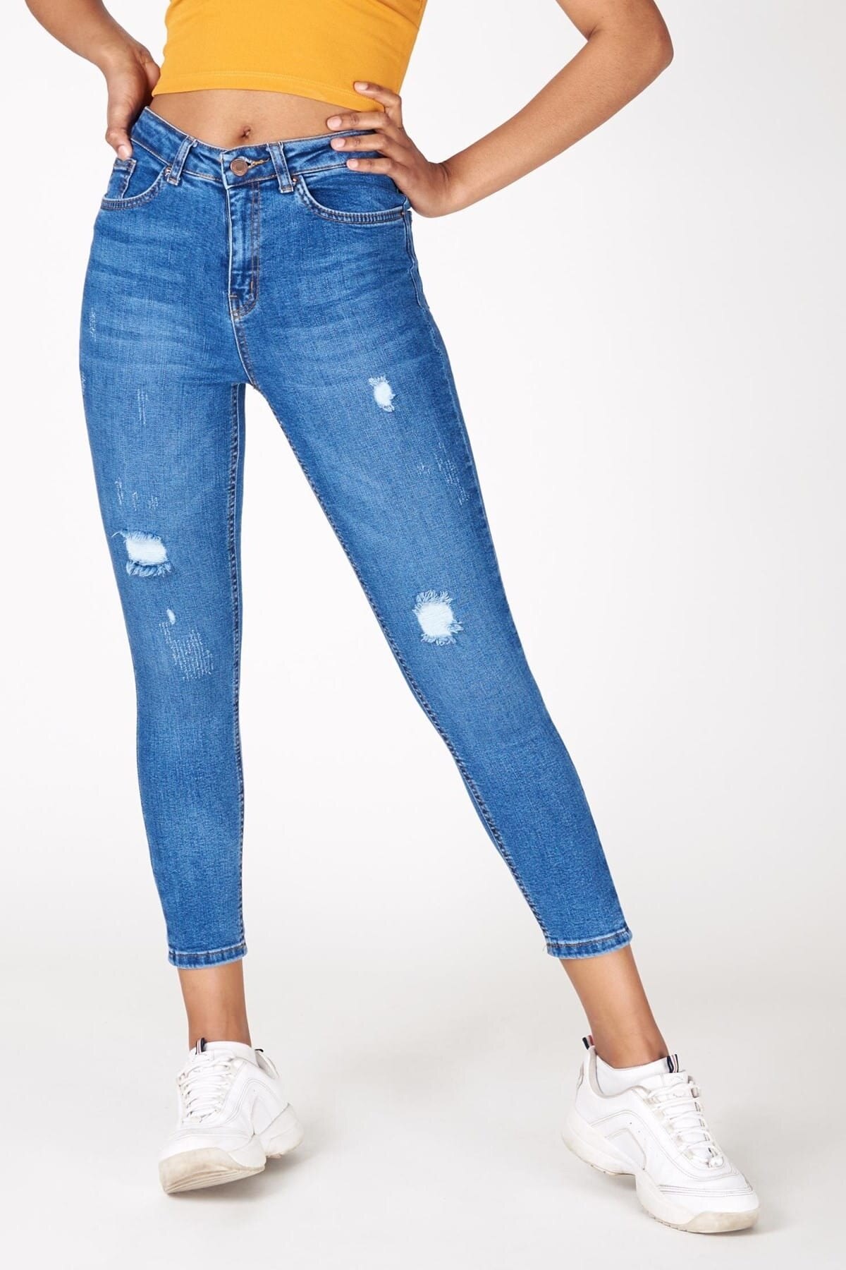 Blugi Galata Fabrica, Skinny, Talie inalta, Bumbac, 27 EU