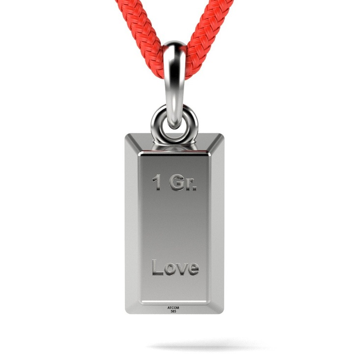 Медальон с шнур модел 1 Gram Love, White gold