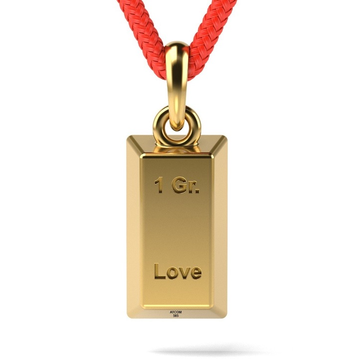 Pandantiv din aur galben cu snur model 1 Gram Love