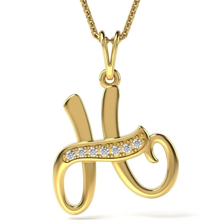Верижка с висулка от жълто злато с буква H