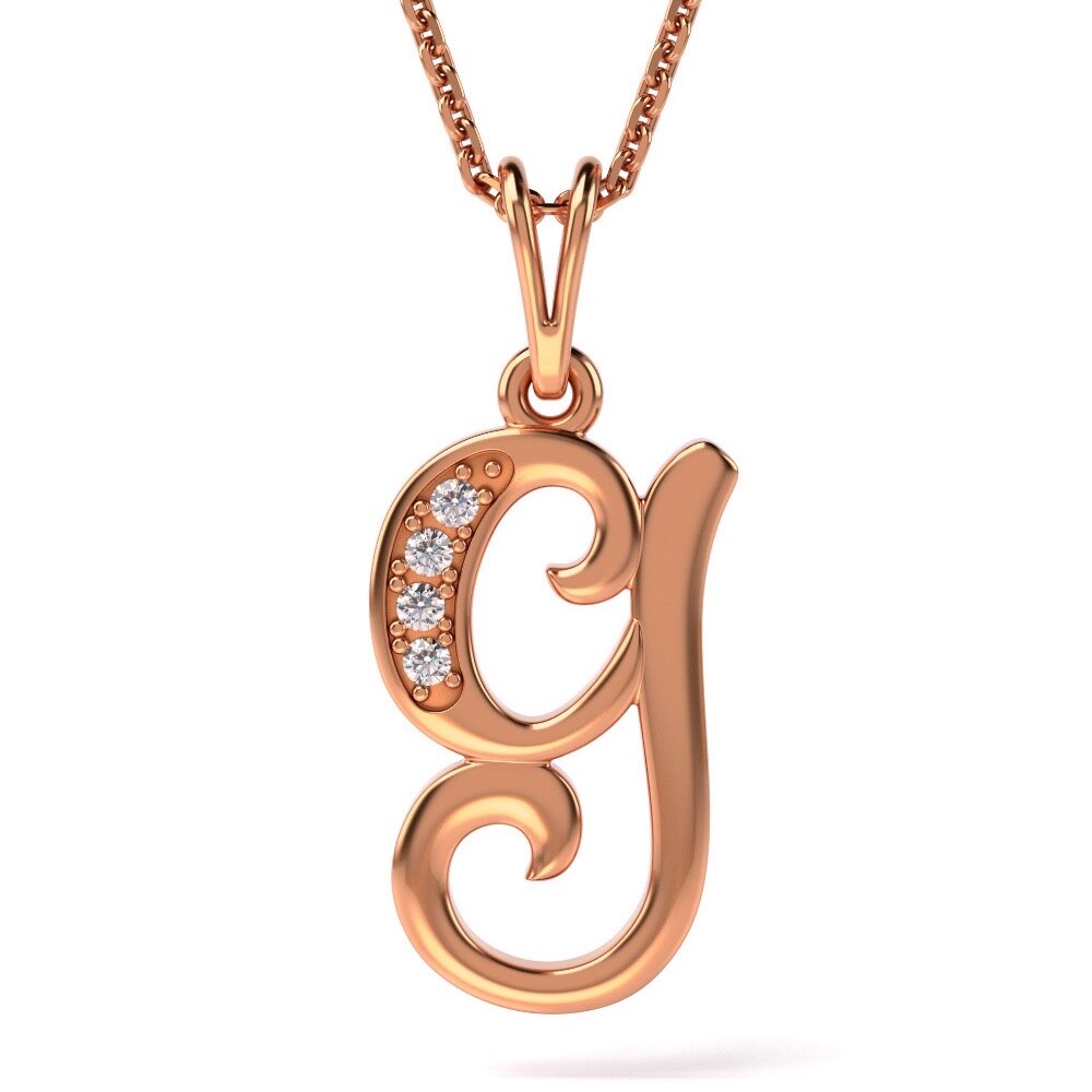 Lantisor cu pandantiv din aur roz model Litera G
