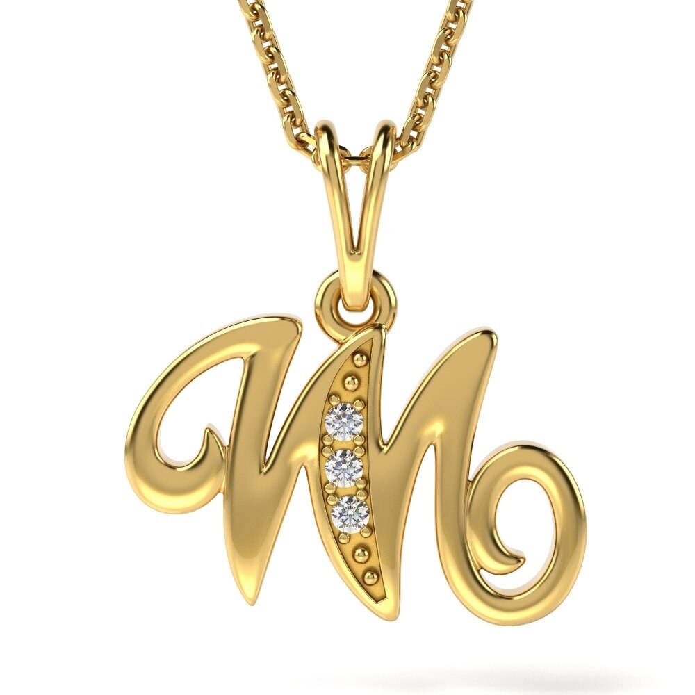 Lantisor cu pandantiv din aur galben model Litera M