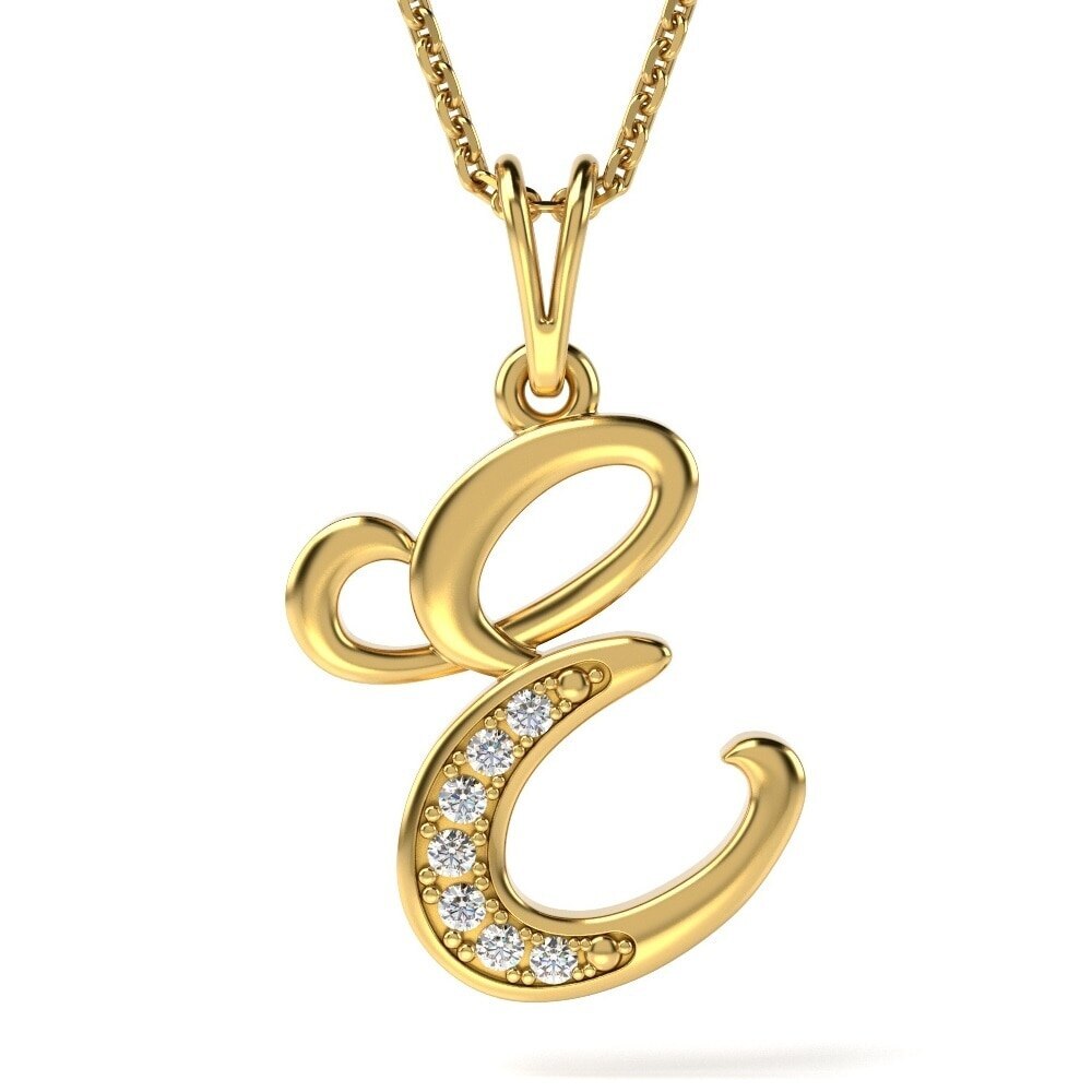 Lantisor cu pandantiv din aur galben model Litera E