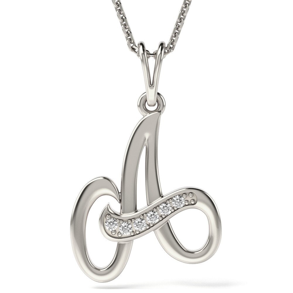 Lantisor cu pandantiv din aur alb model Litera A